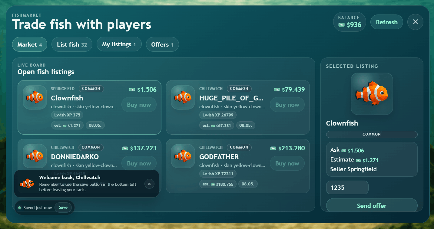FishMarket trading preview
