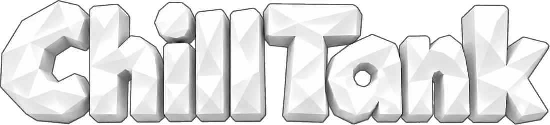 ChillTank white faceted lettering on a tightly cropped transparent canvas